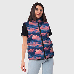 Женский жилет Волшебные сине розовые облока, цвет: 3D-черный — фото 2