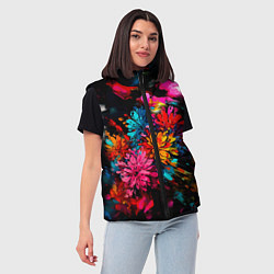 Женский жилет Краски и цветы, цвет: 3D-черный — фото 2