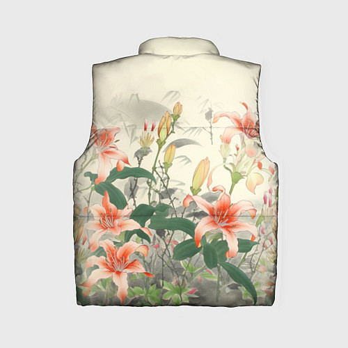Женский жилет Тигровые лилии - японский стиль / 3D-Светло-серый – фото 2