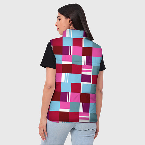 Женский жилет Ретро квадраты вишнёвые / 3D-Красный – фото 4