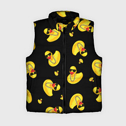 Женский жилет Жёлтая уточка в в темных очках и цепочке на черном