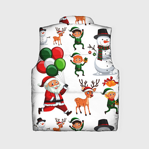 Женский жилет Зимний праздник - деды морозы гномы олени / 3D-Светло-серый – фото 2