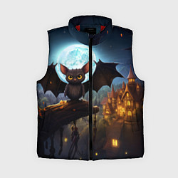Женский жилет Летучая мышка на фоне луны и замка, цвет: 3D-красный