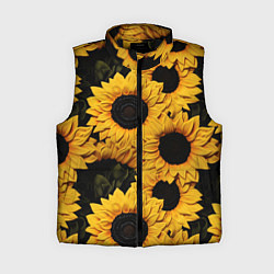 Женский жилет Подсолнухи объемными мазками от нейросети, цвет: 3D-черный