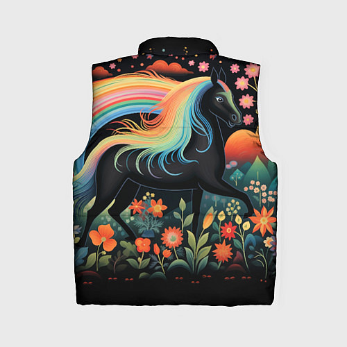 Женский жилет Лошадка с радужной гривой в стиле фолк-арт / 3D-Светло-серый – фото 2
