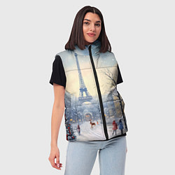 Женский жилет Новогодний Париж, цвет: 3D-черный — фото 2