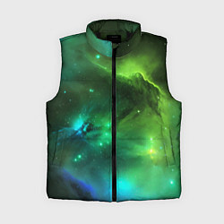 Женский жилет Бескрайний космос зелёный, цвет: 3D-черный