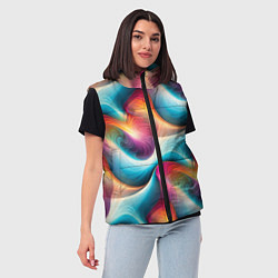 Женский жилет Волнообразная разноцветная абстракция, цвет: 3D-светло-серый — фото 2