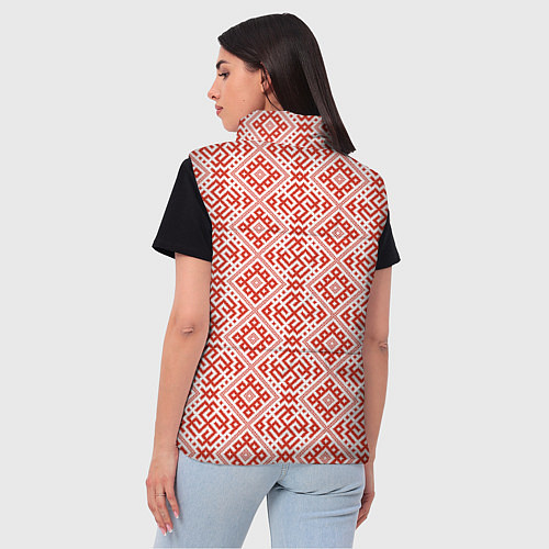 Женский жилет Сварожич - славянский орнамент / 3D-Красный – фото 4