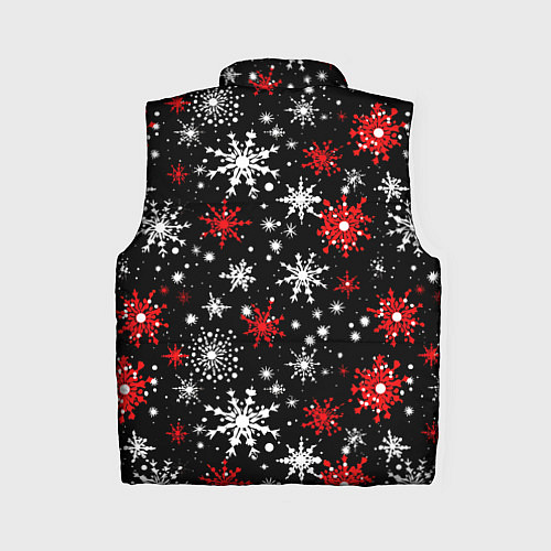 Женский жилет Белые и красные снежинки на черном фоне - нейросет / 3D-Черный – фото 2