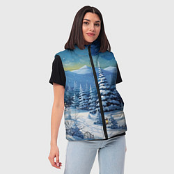 Женский жилет Новогодние елки в снегу, цвет: 3D-светло-серый — фото 2