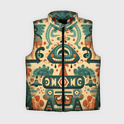 Женский жилет Абстрактный узор в мексиканском фолк-арт стиле, цвет: 3D-красный