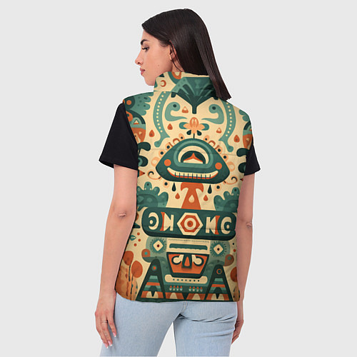 Женский жилет Абстрактный узор в мексиканском фолк-арт стиле / 3D-Красный – фото 4