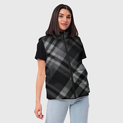 Женский жилет Черно-белая диагональная клетка в шотландском стил, цвет: 3D-светло-серый — фото 2