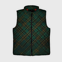 Женский жилет Тёмно-зелёная диагональная клетка в шотландском ст