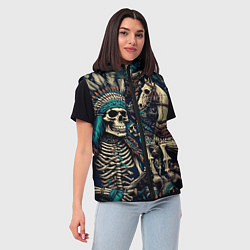 Женский жилет Татуировка скелета индейца и ковбоя в техасе, цвет: 3D-черный — фото 2