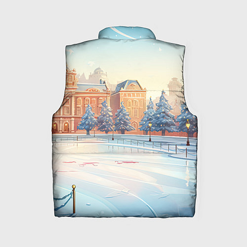 Женский жилет Новогодняя городская площадь / 3D-Красный – фото 2