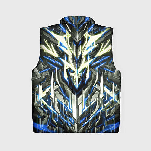 Женский жилет Неоновый синий кибер череп / 3D-Черный – фото 2