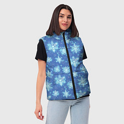 Женский жилет Pattern with bright snowflakes, цвет: 3D-черный — фото 2