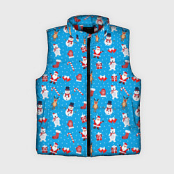 Женский жилет Новогодний голубой принт