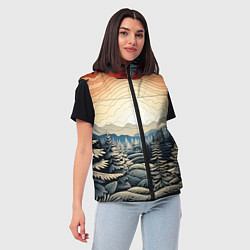 Женский жилет Искрящиеся снежинки в вальсе волшебства, цвет: 3D-черный — фото 2