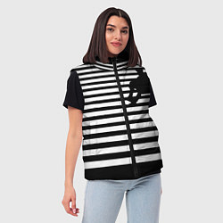 Женский жилет Силуэт на чёрно белом полосы, цвет: 3D-красный — фото 2