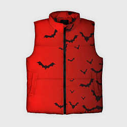 Женский жилет Летучие мыши на красном фоне, цвет: 3D-черный