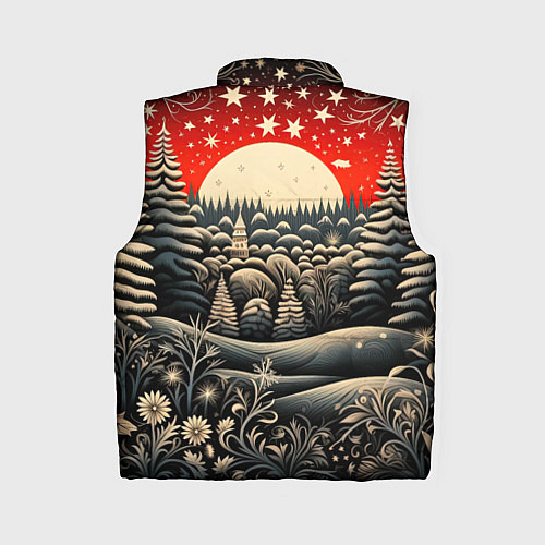 Женский жилет Новогодняя сказка зимний рисунок / 3D-Черный – фото 2