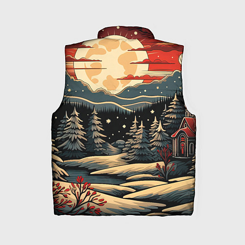 Женский жилет Зимнее настроение новогодний рисунок / 3D-Черный – фото 2