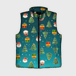 Женский жилет Подарки новогодние елки и Санта - паттерн градиент