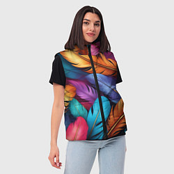 Женский жилет Перья паттерн - нейросеть, цвет: 3D-светло-серый — фото 2