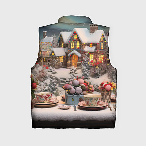 Женский жилет Объемные новогодние домики / 3D-Черный – фото 2