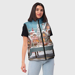 Женский жилет Снежный день в городе, цвет: 3D-красный — фото 2