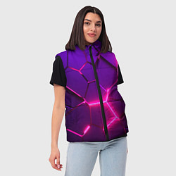 Женский жилет Неоновые плиты розовые, цвет: 3D-черный — фото 2