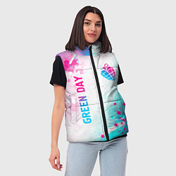 Женский жилет Green Day neon gradient style вертикально, цвет: 3D-черный — фото 2