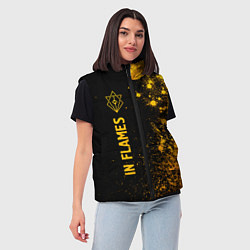 Женский жилет In Flames - gold gradient по-вертикали, цвет: 3D-черный — фото 2