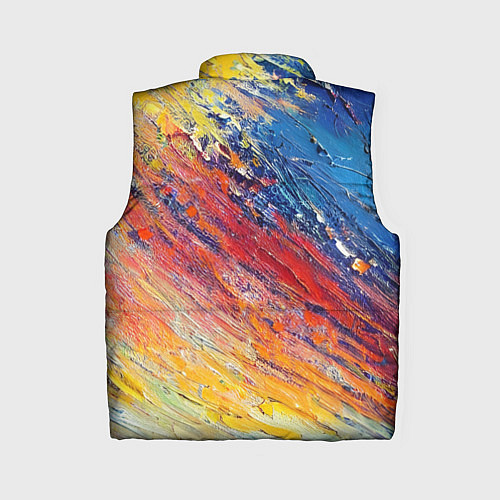 Женский жилет Смешение масляных красок синий жёлтый красный живо / 3D-Черный – фото 2