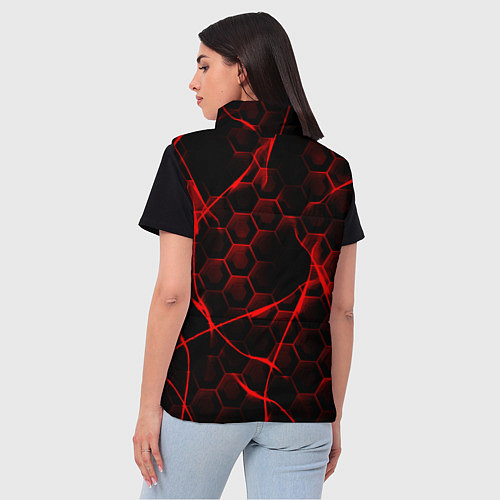 Женский жилет Красные узоры шестиугольник / 3D-Красный – фото 4