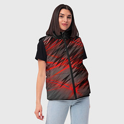 Женский жилет Красные полосы надрезы, цвет: 3D-черный — фото 2