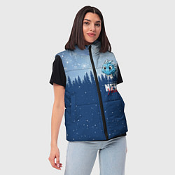 Женский жилет Дракон в зимнем лесу, цвет: 3D-черный — фото 2