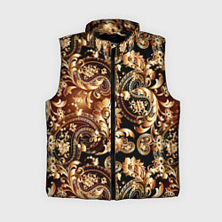 Женский жилет Пейсли золотые узоры, цвет: 3D-черный