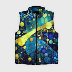 Женский жилет Абстракция в жёлто синих тонах с кругами и линиями