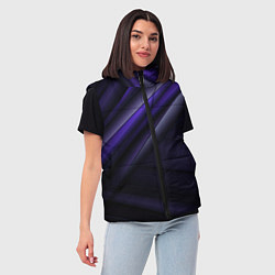 Женский жилет Черный фиолетовый фон с абстракцией, цвет: 3D-светло-серый — фото 2
