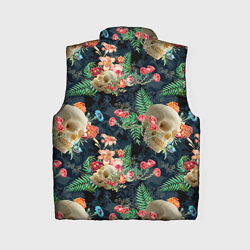 Женский жилет Узор из черепов с цветами и листьями / 3D-Красный – фото 2