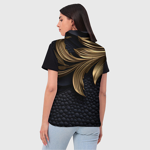 Женский жилет Золотые узоры в виде листьев / 3D-Красный – фото 4