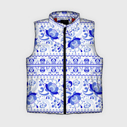Женский жилет Новогодняя гжельская роспись цветами, цвет: 3D-красный