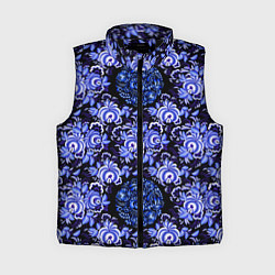 Женский жилет Новогодняя гжель роспись на чёрном фоне