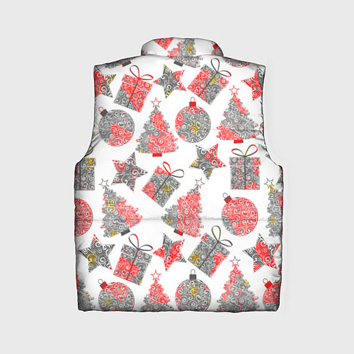Женский жилет Праздничные узоры подарки / 3D-Светло-серый – фото 2