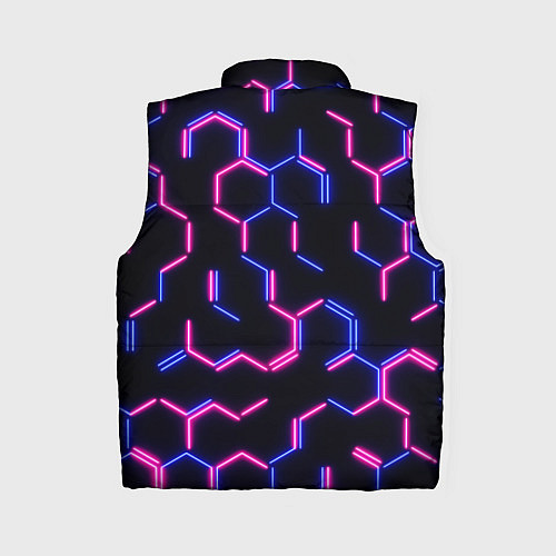 Женский жилет Сине-розовые неоновые неполные гексагоны / 3D-Черный – фото 2