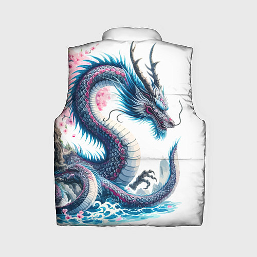 Женский жилет Японский акварельный дракон - ирезуми / 3D-Черный – фото 2